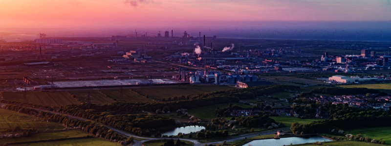 View from above of Wilton Works, Middlesbrough, Teesside, at Teesside Freeport, one of the UK Freeports.